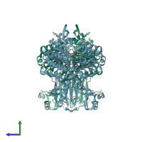PDB entry 5te1 coloured by chain, side view.