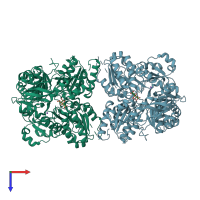 PDB entry 5te1 coloured by chain, top view.