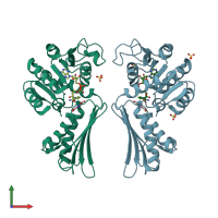 PDB entry 5tem coloured by chain, front view.