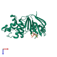 PDB entry 5tf8 coloured by chain, top view.