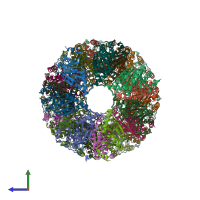 PDB entry 5tho coloured by chain, side view.