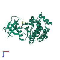 PDB entry 5tiu coloured by chain, top view.