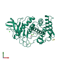 PDB entry 5tli coloured by chain, front view.