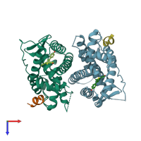 PDB entry 5tlm coloured by chain, top view.