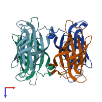 PDB entry 5to2 coloured by chain, top view.
