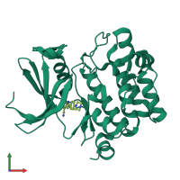 PDB entry 5toe coloured by chain, front view.