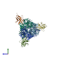 PDB entry 5toj coloured by chain, side view.