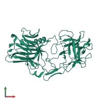 Botulinum neurotoxin A heavy chain in PDB entry 5tpb, assembly 2, front view.