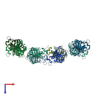 PDB entry 5tt8 coloured by chain, top view.