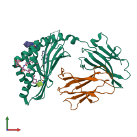 PDB entry 5tw2 coloured by chain, front view.