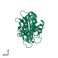 PDB entry 5twd coloured by chain, side view.