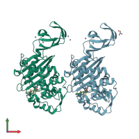 PDB entry 5txi coloured by chain, front view.