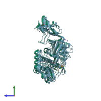 PDB entry 5txi coloured by chain, side view.