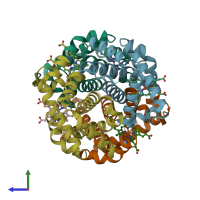 PDB entry 5u3i coloured by chain, side view.