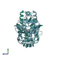 PDB entry 5u7b coloured by chain, side view.