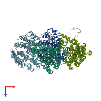 PDB entry 5u7k coloured by chain, top view.