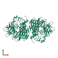 Homo dimeric assembly 1 of PDB entry 5u8z coloured by chemically distinct molecules, front view.