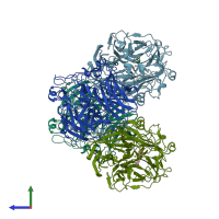 PDB entry 5u8z coloured by chain, side view.