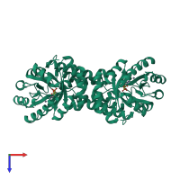 Homo dimeric assembly 1 of PDB entry 5ucn coloured by chemically distinct molecules, top view.