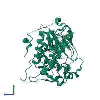 PDB entry 5ugb coloured by chain, side view.
