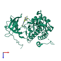 PDB entry 5ugb coloured by chain, top view.