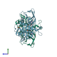 PDB entry 5ugx coloured by chain, side view.