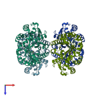 PDB entry 5ui3 coloured by chain, top view.