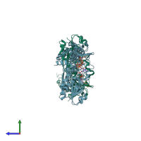 PDB entry 5uil coloured by chain, side view.