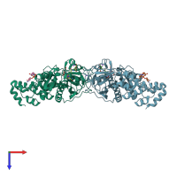 PDB entry 5uil coloured by chain, top view.