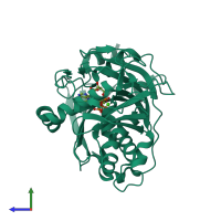 PDB entry 5uli coloured by chain, side view.