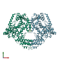 PDB entry 5uqt coloured by chain, front view.