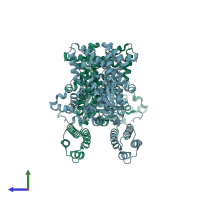 PDB entry 5uqt coloured by chain, side view.