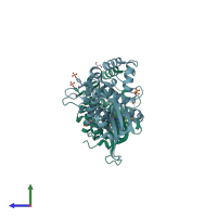 PDB entry 5usy coloured by chain, side view.