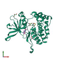 PDB entry 5ut1 coloured by chain, front view.