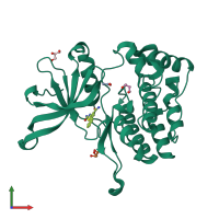 PDB entry 5ut3 coloured by chain, front view.