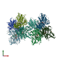 PDB entry 5utu coloured by chain, front view.