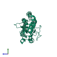 PDB entry 5uy4 coloured by chain, side view.