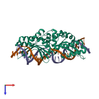 PDB entry 5v0q coloured by chain, top view.