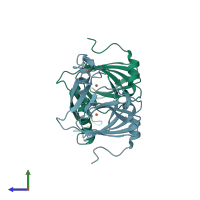 PDB entry 5v26 coloured by chain, side view.