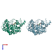 PDB entry 5v4v coloured by chain, top view.