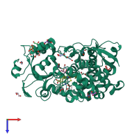 PDB entry 5vcc coloured by chain, top view.