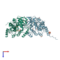 PDB entry 5vcm coloured by chain, top view.