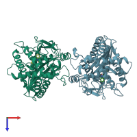 PDB entry 5vdw coloured by chain, top view.