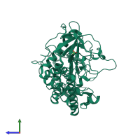 PDB entry 5vgx coloured by chain, side view.