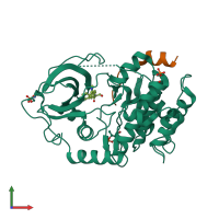 PDB entry 5vhb coloured by chain, front view.