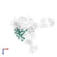 Transmembrane protein gp41 in PDB entry 5vj6, assembly 1, top view.