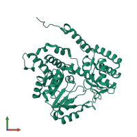 PDB entry 5vmb coloured by chain, front view.
