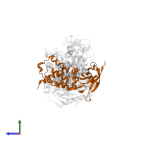 Fumarate reductase iron-sulfur subunit in PDB entry 5vpn, assembly 1, side view.