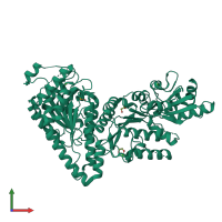 Monomeric assembly 3 of PDB entry 5vrb coloured by chemically distinct molecules, front view.