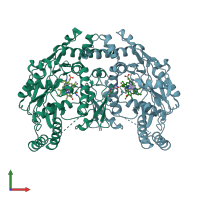 PDB entry 5vuj coloured by chain, front view.